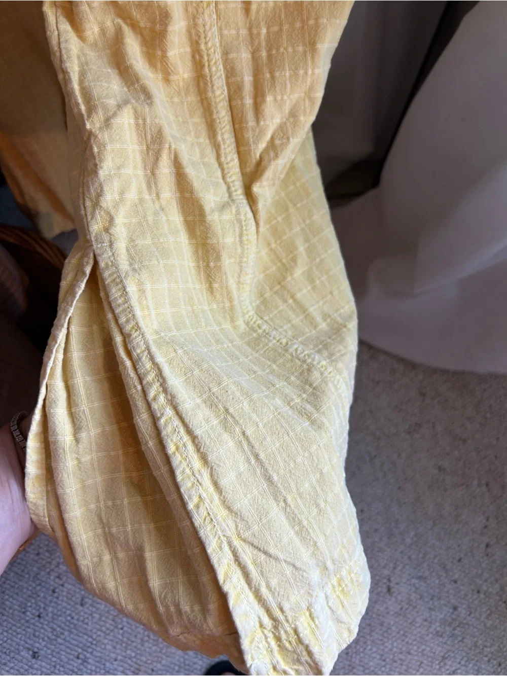 Free People Yellow Textured Cotton Overalls - Wide Leg Jumper